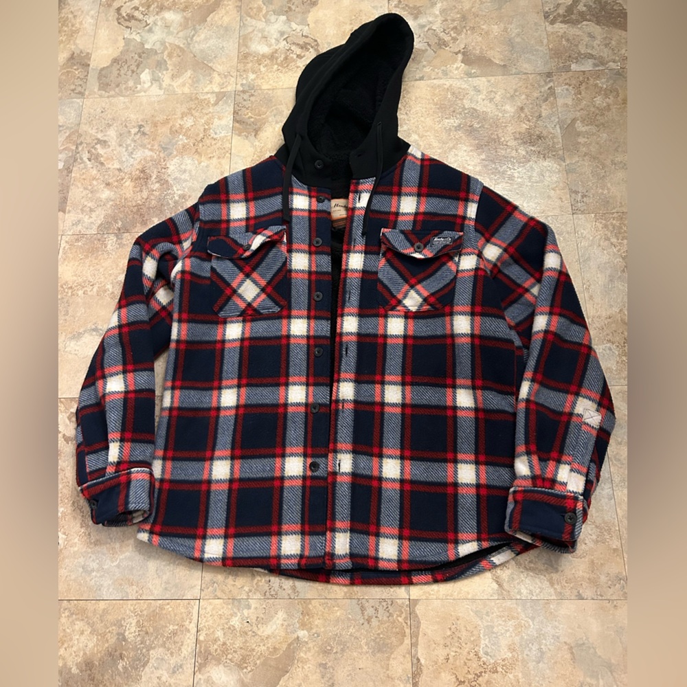 Men’s hawke & Co. button up flannel hoodie